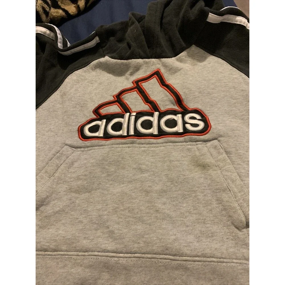 Adidas Boys Athletic Hoodie Sweatshirt Pullover Size 5 Multi-Color